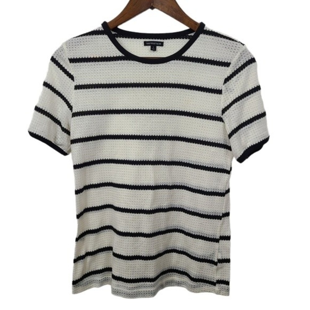 Who What Wear Striped Loose Knit Short Sleeve Top Small Womens